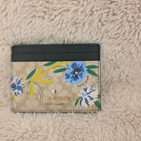Kate Spade Floral Slim Card Holder - Blazer Blue Multi Colours - Picture 2 of 4